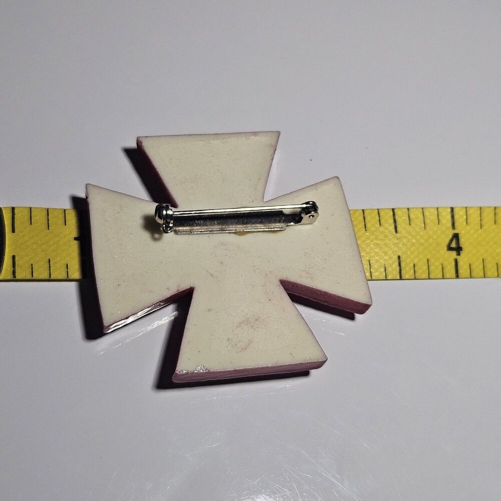 Vintage Red Geometric Cross Multicolored Rhinestones Brooch - Picture 5 of 9